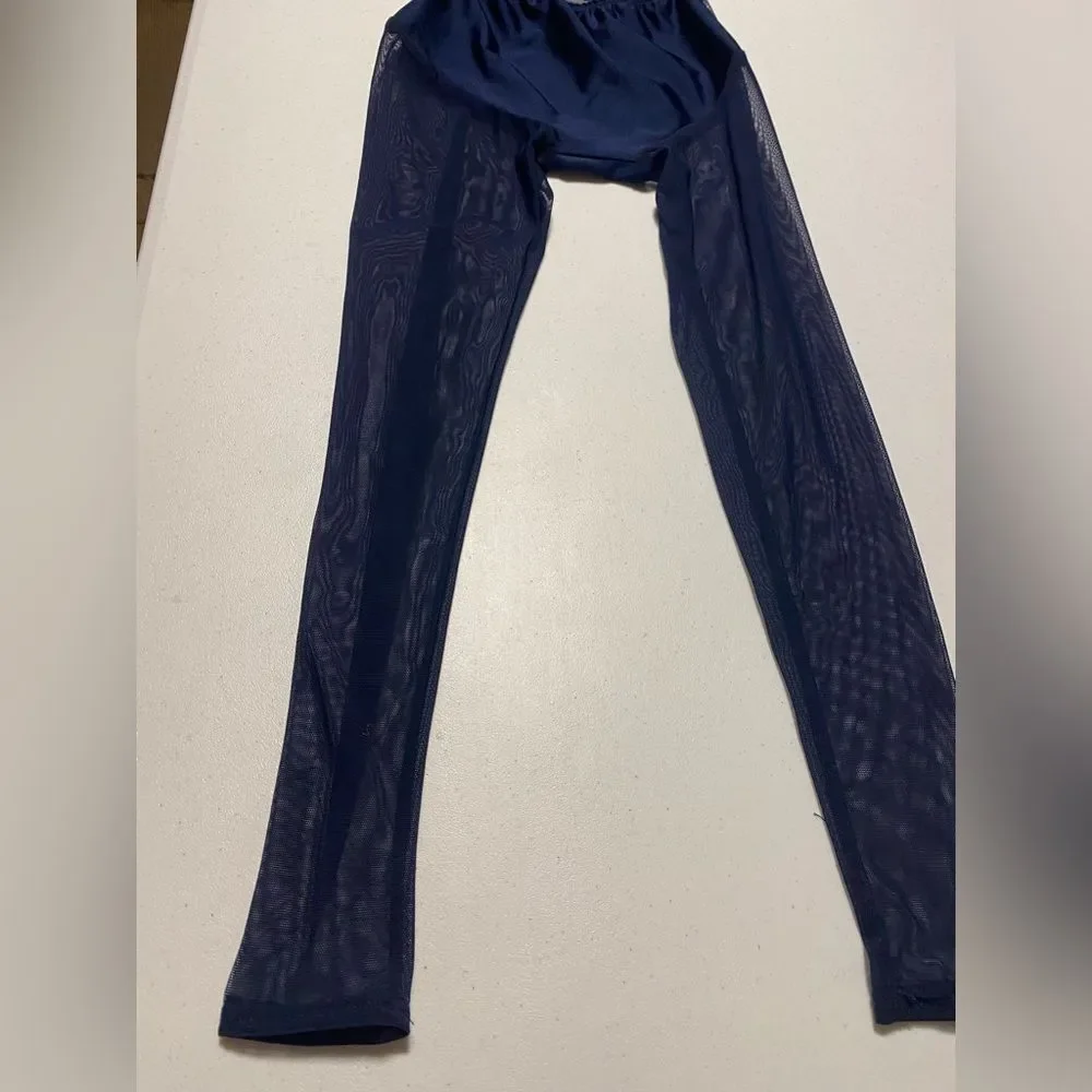 AA dance competition contemporary solo costume blue oasis unitard illusion SC